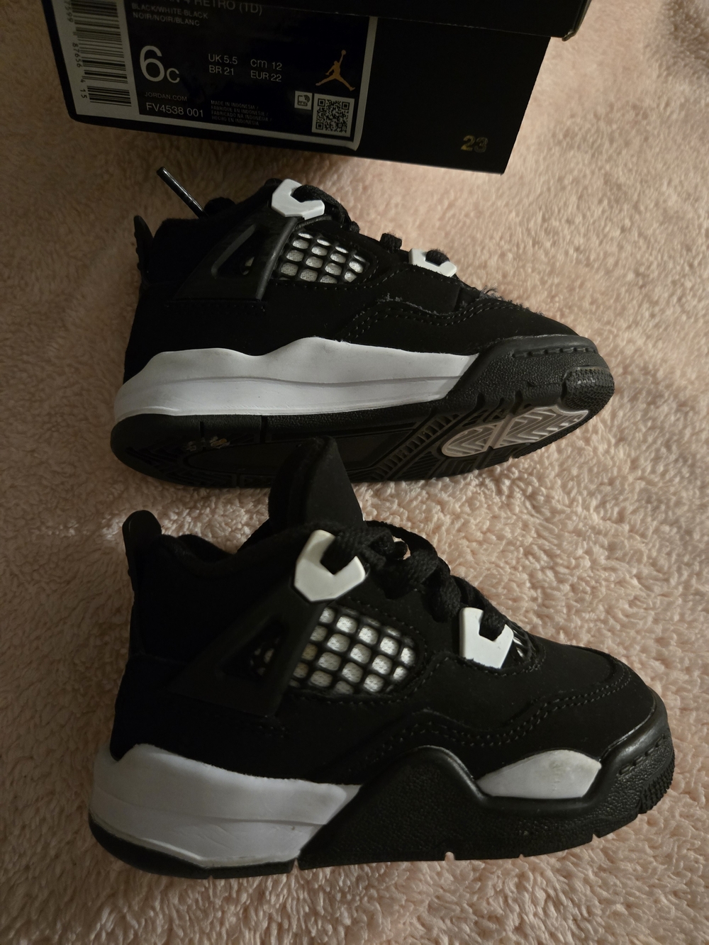 Jordan Kids Black and White Retro Basketball Sneakers